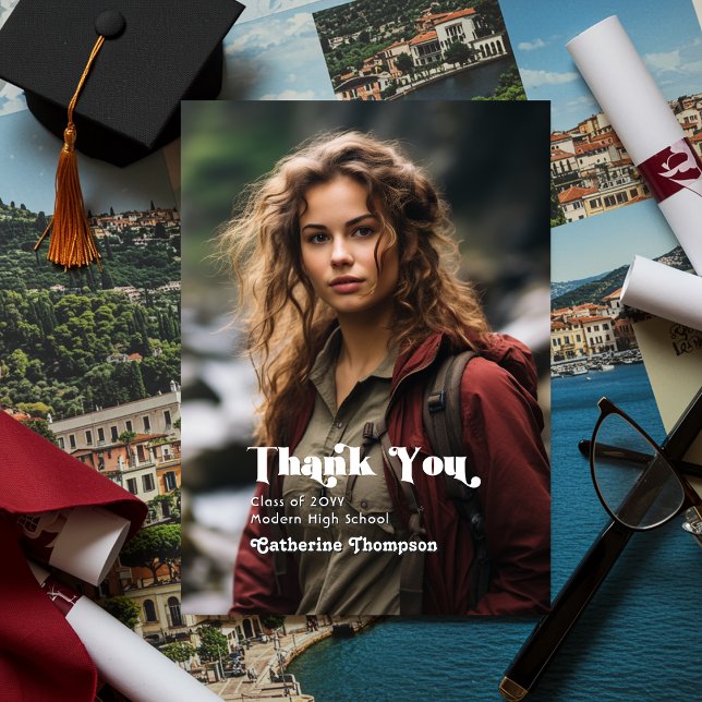 Adventure Awaits Abschluss Dankeskarte (Adventure Awaits Graduation Thank You Card)