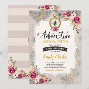 Adventure Awaits Baby Shower Einladung Karte Dusch