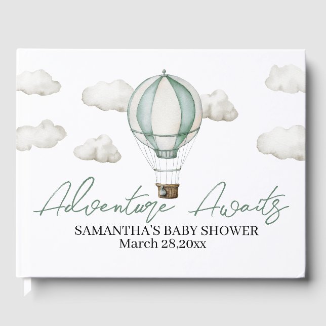 Adventure Awaits Baby Shower Gästebuch (Vorderseite)