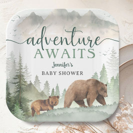 Adventure Awaits Baby Shower Woodland Pappteller
