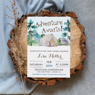 Adventure Awaits Camping Baby Shower Einladung