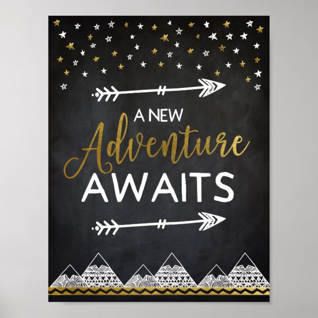 Adventure Awaits Chalkboard Poster (Vorne)
