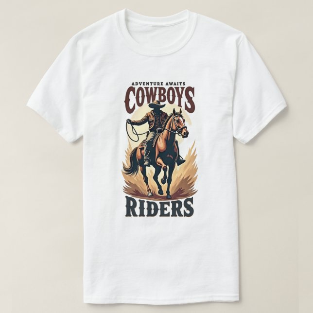 "Adventure Awaits: Cowboys & Riders T - Shirt'' T-Shirt (Design vorne)