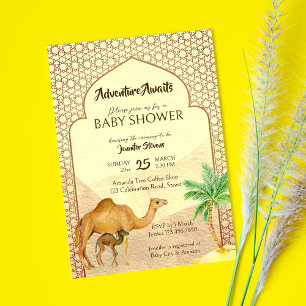 Adventure awaits desert baby camel baby shower  einladung