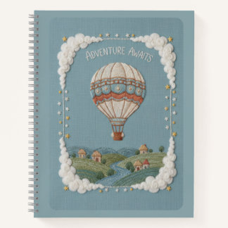 Adventure Awaits Embroidered Hot Air Balloon Notizbuch