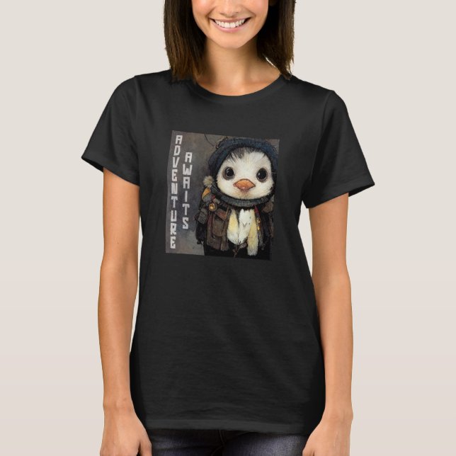 Adventure Awaits Emperor Sea Bird King Penguin Pen T-Shirt (Vorderseite)