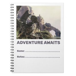 Adventure Awaits. Fantasy landscape Notizblock