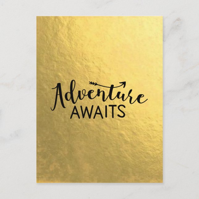 Adventure Awaits Gold Leaf Postkarte (Vorderseite)