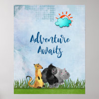 Adventure Awaits - Gorilla Hippo und Meerkat