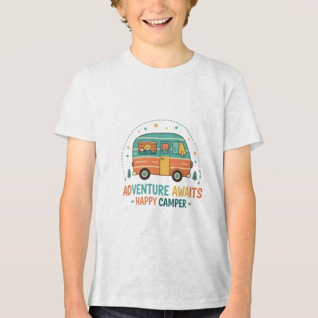 Adventure Awaits Happy Camper Tri-Blend Shirt (Vorderseite)