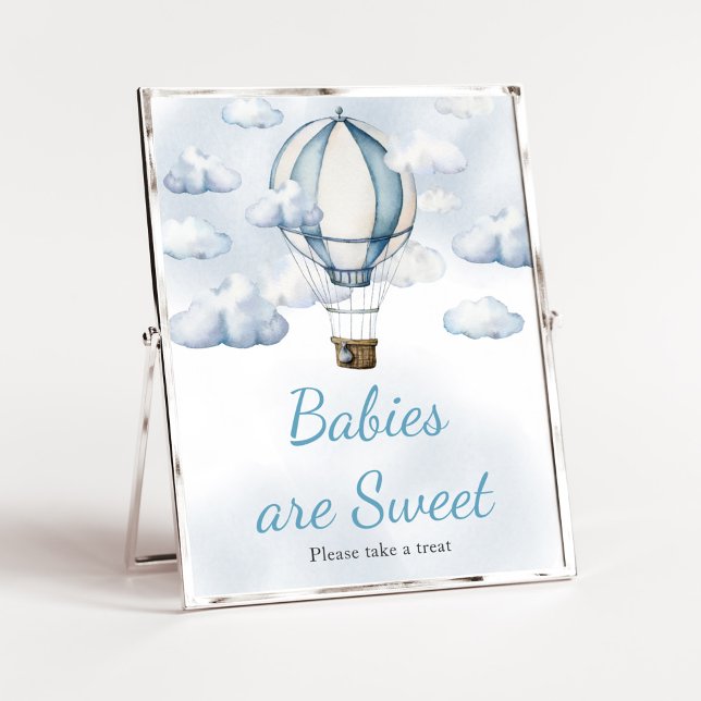 Adventure Awaits Hot Air Ballon Babies sind süß Poster (Adventure Awaits Baby Shower Babies are Sweet Sign)