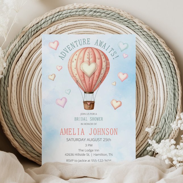 Adventure Awaits Hot Air Ballon Brautparty Einladung (Adventure Awaits Hot Air Balloon Bridal Shower Invitation)