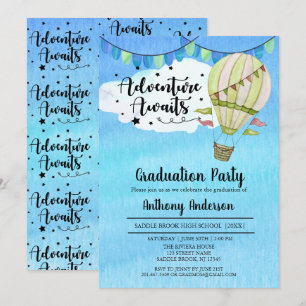 Adventure Awaits Hot Air Ballon Graduation Party Einladung