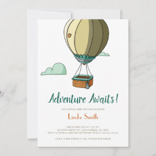 Adventure Awaits Hot Air Balloon Baby Shower Einladung