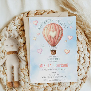 Adventure Awaits Hot Air Balloon Baby Shower Einladung