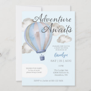 Adventure Awaits Hot Air Balloon Baby Shower Einladung