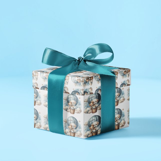 Adventure Awaits Hot Air Balloon Baby Shower Geschenkpapier (Von Creator hochgeladen)