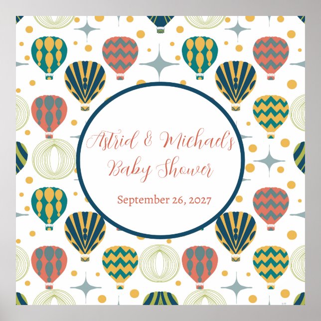 Adventure Awaits Hot Air Balloon Baby Shower Poster (Vorne)