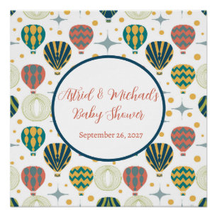 Adventure Awaits Hot Air Balloon Baby Shower Poster