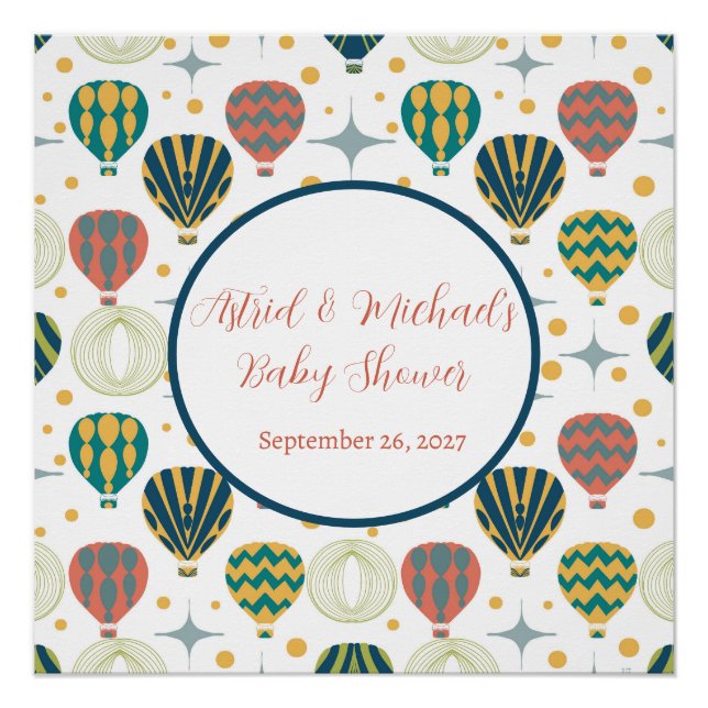 Adventure Awaits Hot Air Balloon Baby Shower Poster (Vorderseite)