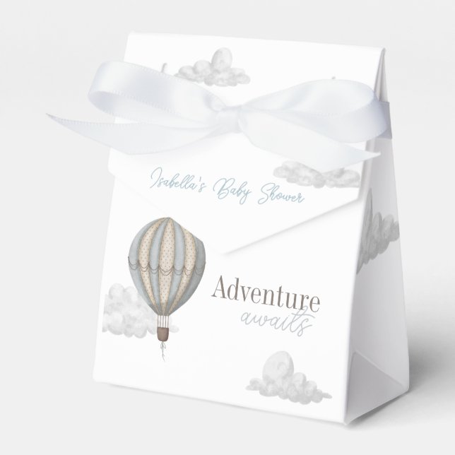 Adventure Awaits Hot Air Balloon Boy Baby Shower Geschenkschachtel (Vorderseite)