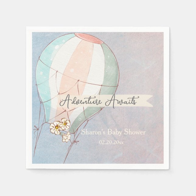 Adventure Awaits Hot Air Balloon Serviette (Vorderseite)