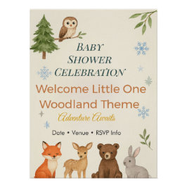 Adventure Awaits Invitation Woodland Baby Shower Poster