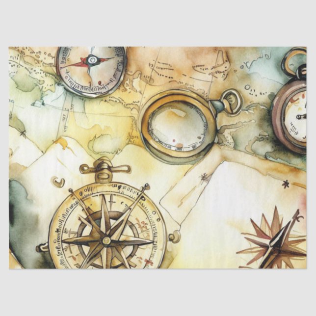 "Adventure Awaits: Maps & Travel" Seidenpapier (Vorderseite)