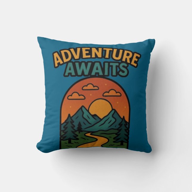 Adventure Awaits Minimalist Print - Outdoor Travel Kissen (Vorderseite)
