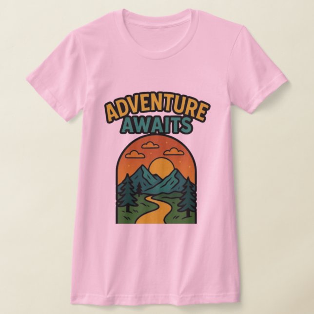 Adventure Awaits Minimalist Print - Outdoor Travel T-Shirt (Ablage )