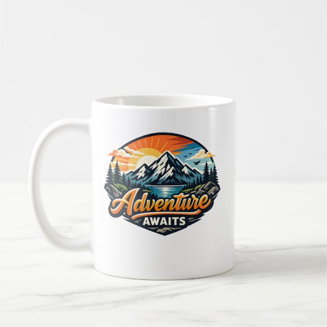 Adventure Awaits – Mountain Landscape Outdoor  Kaffeetasse (Links)