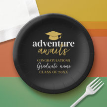 Adventure Awaits - Name Cap Black Gold Abschluss