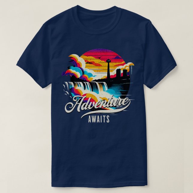 Adventure Awaits Niagara Falls Vintages Design T-Shirt (Design vorne)