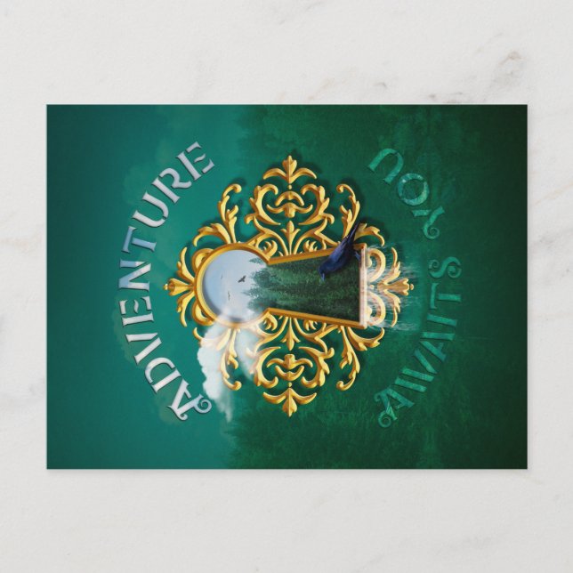 Adventure Awaits Postcard Feiertagspostkarte (Vorderseite)