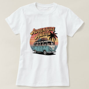 Adventure Awaits - Retro Travel Van T - Shirt