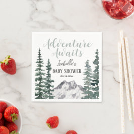 Adventure Awaits Rustic Mountains Baby Shower Serviette