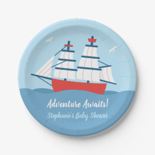 Adventure Awaits Ship Nautical Baby Shower Teller