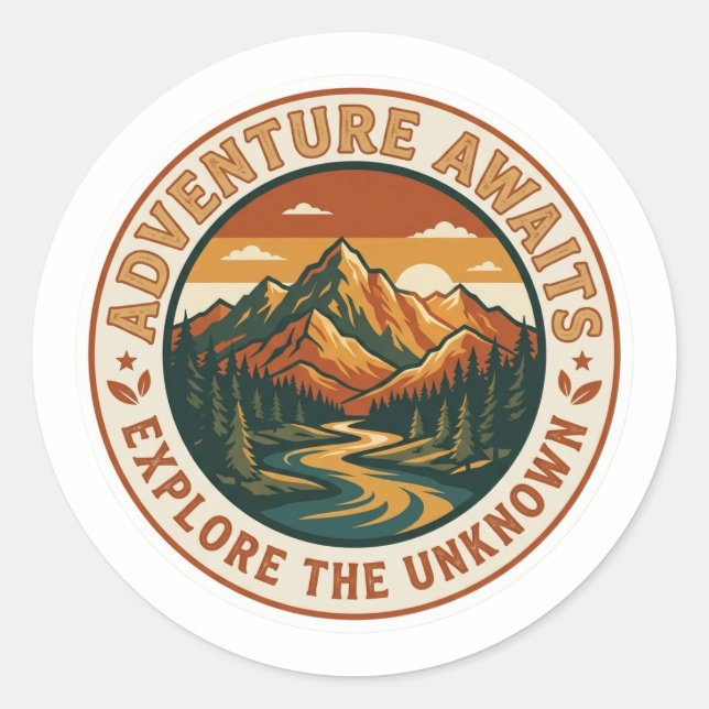  Adventure Awaits Sticker - Vintage Mountain Natio (Vorderseite)