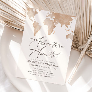 Adventure Awaits Travel Baby Shower Einladung