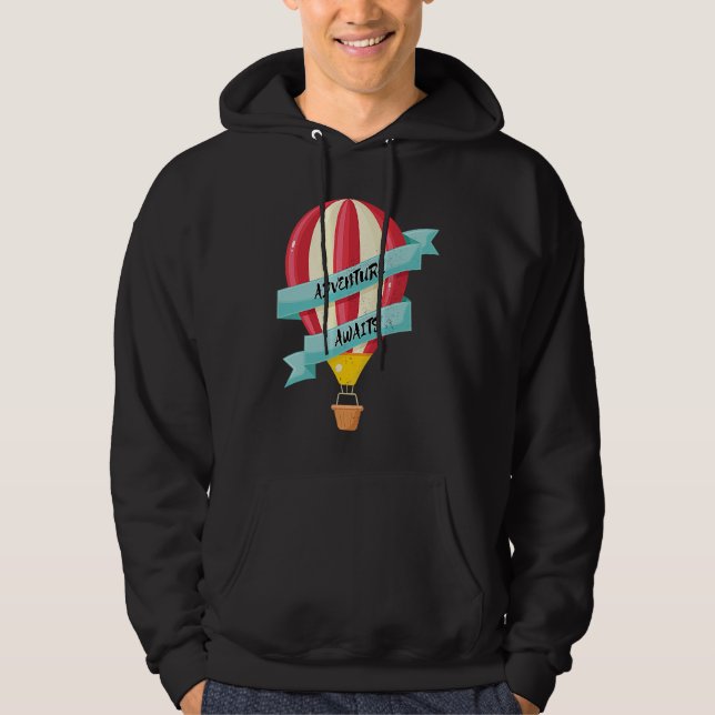 Adventure Awaits Vintage Hot Air Balloon Balloonin Hoodie (Vorderseite)