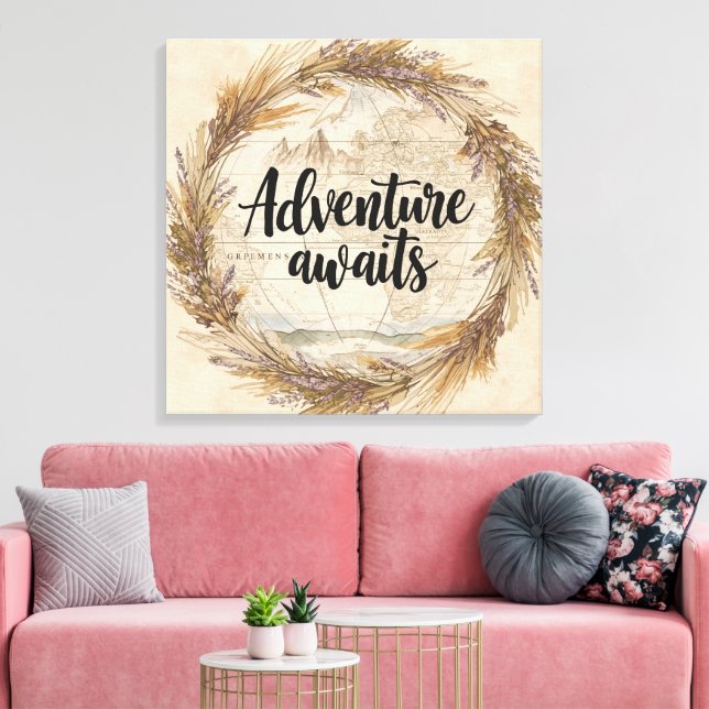 Adventure Awaits Wall Art | Travel and Wanderlust  Leinwanddruck (Insitu (Wohnzimmer))