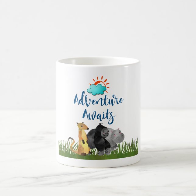 Adventure Awaits Watercolor Safari Jungle Animals Tasse (Mittel)