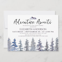 Adventure Awaits Winter Forest Baby Shower Einladung