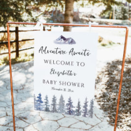 Adventure Awaits Winter Trees Baby Shower Welcome Fotodruck