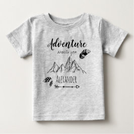Adventure awaits with customizable name baby t-shirt
