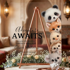 Adventure Awaits Woodland Animals Baby Shower Acrylschild