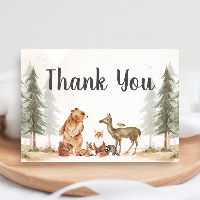 Adventure Awaits Woodland Baby Shower Dankeskarte (Woodland Baby Shower Thank you Card)