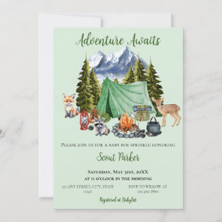 Adventure Awaits Woodland Baby Shower Einladung