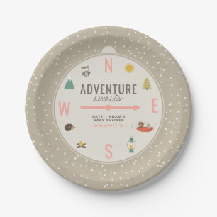 Adventure Awaits Woodland Girl Baby Shower Pappteller