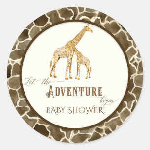 Adventure Baby Boy Dusche Wasserfarbe Thema Runder Aufkleber